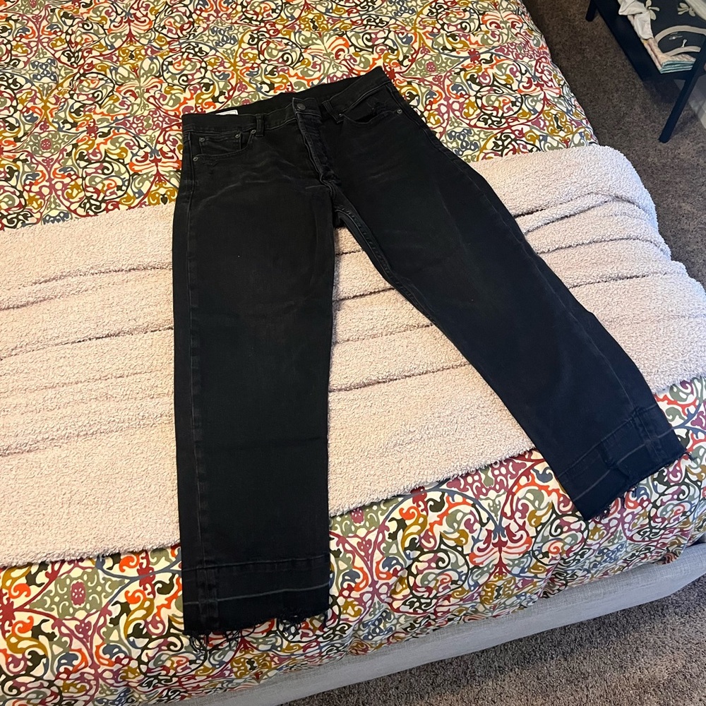 Ankle Length Black Raw Jeans